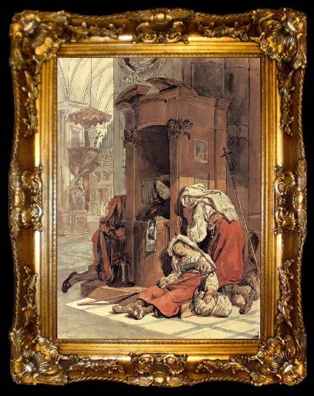 framed  Karl Briullov Confession of an italian woman, ta009-2